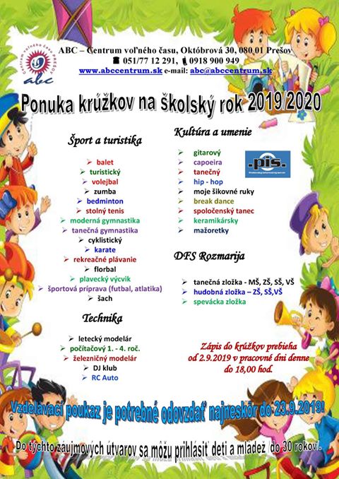 ABC-čko si opäť pripravilo veľkú ponuku krúžkov ABC-čko si opäť pripravilo veľkú ponuku krúžkov