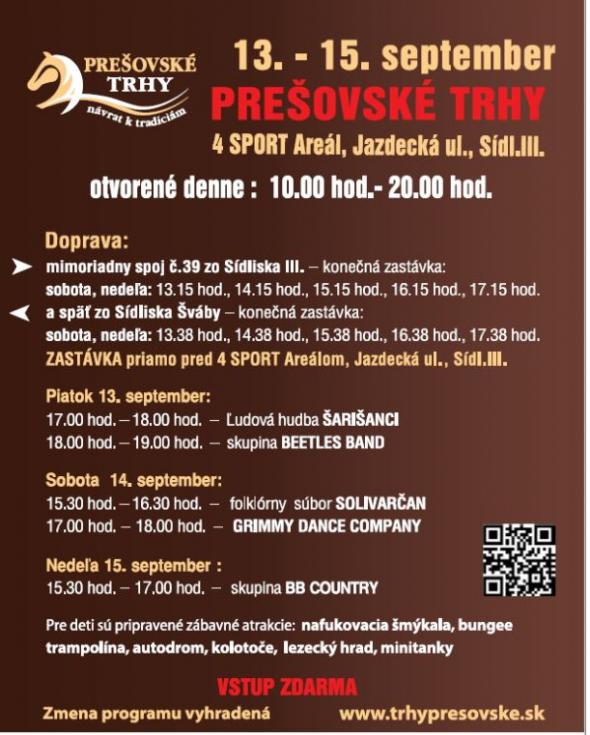 Prešovské trhy a parkúrové preteky opäť ponúknu bohatý program Prešovské trhy a parkúrové preteky opäť ponúknu bohatý program